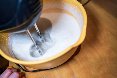 High angle view of cake on table