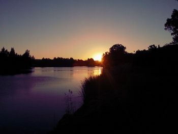 Scenic view of sunset over lake