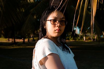 Portrait of teenage girl looking away