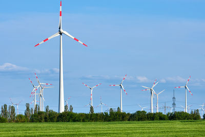Wind energy in an agricultural area seen in germany