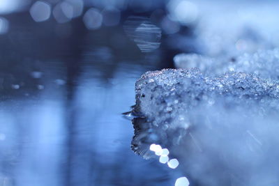 Close-up of frozen water