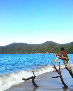 Scenic view of sea against clear sky