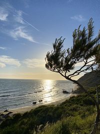 Scenic view of sea against sky during sunset