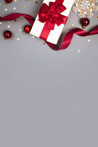 Close-up of christmas decorations on white background
