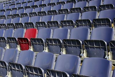 Empty chairs in stadium