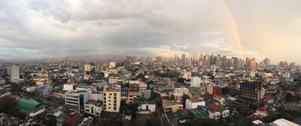 High angle view of cityscape against sky