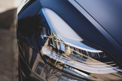 High angle view of reflection on car windshield