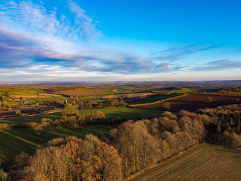 Scenic view of agricultural landscape against sky