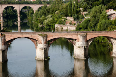 Arch bridge over river