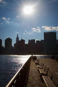 View of city at sunset