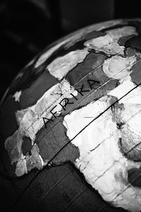 High angle view of text on metal