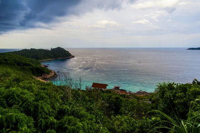 High angle view of sea against sky