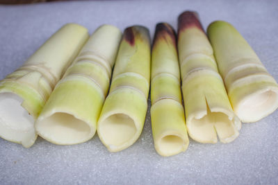 High angle view of vegetables on table