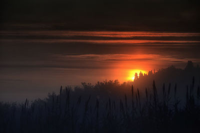 Scenic view of landscape at sunset
