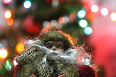 Close-up of illuminated christmas tree at night