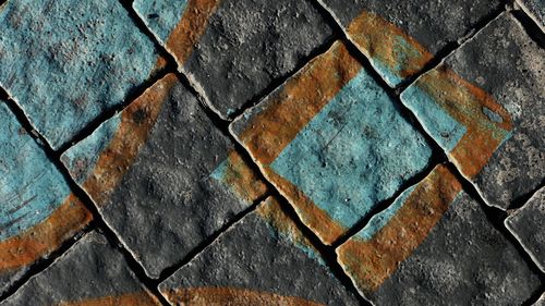 Full frame shot of painted paving stones 