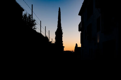 Low angle view of silhouette buildings against sky during sunset