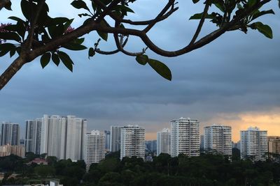 View of city against cloudy sky