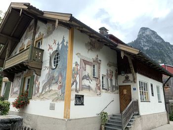 Low angle view of houses against sky