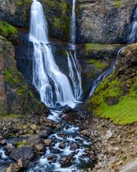 Scenic view of waterfall in forest