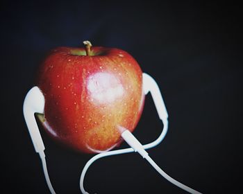 Close-up of red fruit over black background