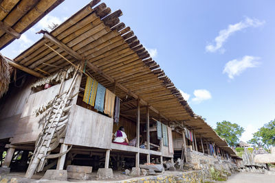 Low angle view of old building against sky