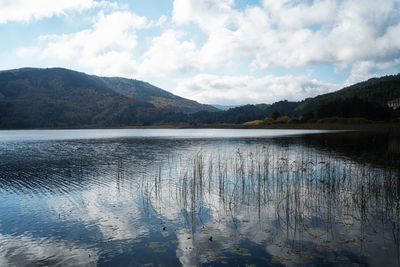 Scenic view of lake against sky