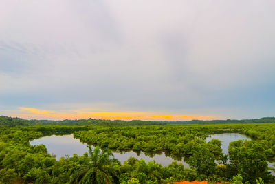 Scenic view of lake against sky