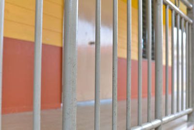 Full frame shot of metal railing in building