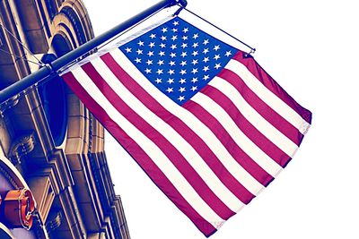 Low angle view of american flag