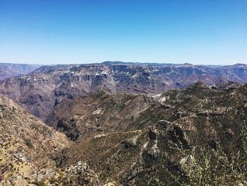 Scenic view of landscape against clear blue sky