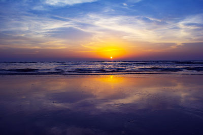 Scenic view of sea against sky during sunset