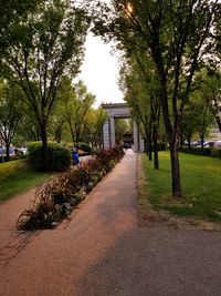 Street amidst trees and plants in park