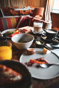 High angle view of food on table