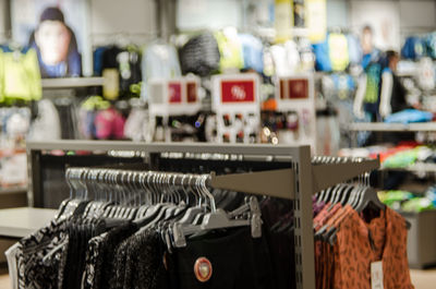 Close-up of clothes for sale at store