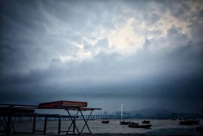 Scenic view of sea against cloudy sky