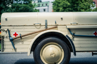 Close-up of a truck on the road