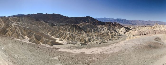 Panoramic view of desert against clear sky