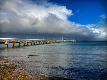 Pier over sea against sky