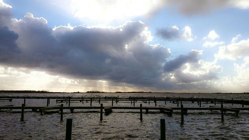 Scenic view of sea against cloudy sky