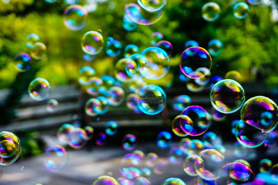 Bubbles flying through the air