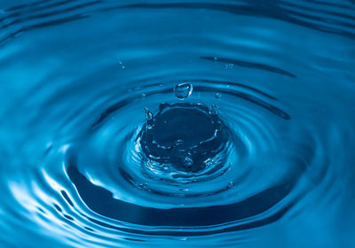 Close-up of drop falling in water