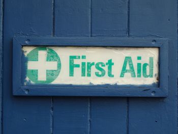 Close-up of first aid kit