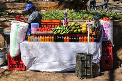 Various fruits for sale at market stall