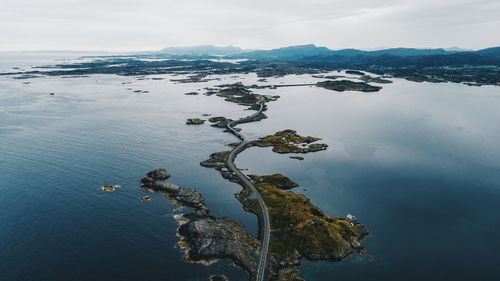 High angle view of sea against sky