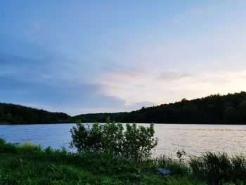 Scenic view of lake against sky