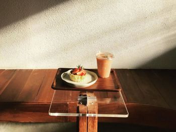 High angle view of coffee on table