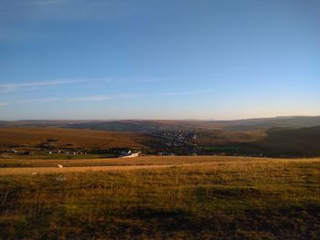 Scenic view of landscape against clear sky