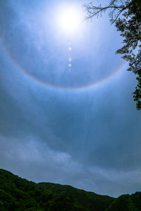 Low angle view of rainbow against sky