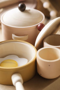 Close-up of tea cup on table